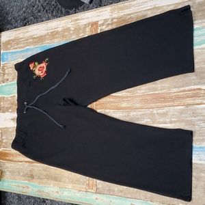 Vintage Hana Sport Floral Embroidered Drawstring Lounge Pants Joggers